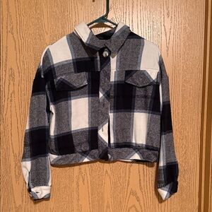 SHEIN Black and White Plaid Jacket